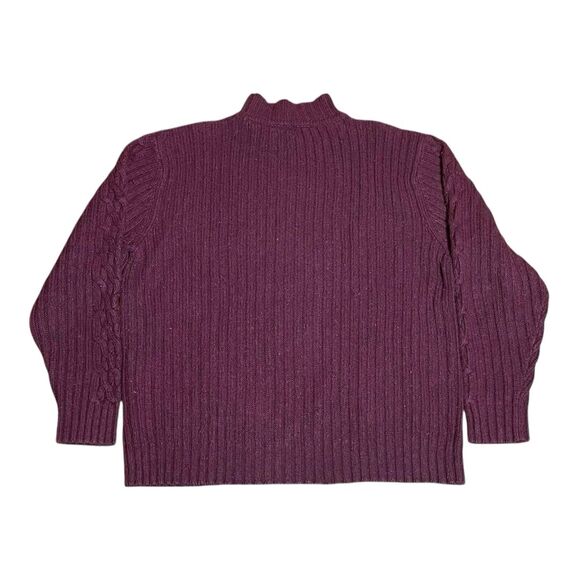 Vintage Sweater Chunky Knit Pullover Crewneck Men Sz L Burgundy Crew Neck - Picture 4 of 4